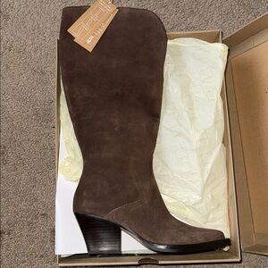 Dolce Vita Western-Style DARK BROWN Suede Tall Boots - RAJ BOOT WIDE CALF